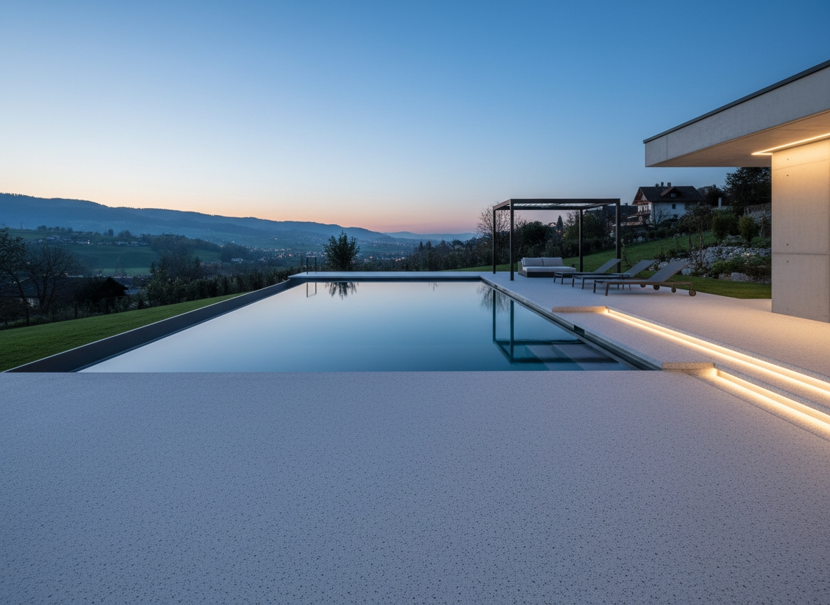 Poolterrasse mit Steinteppich