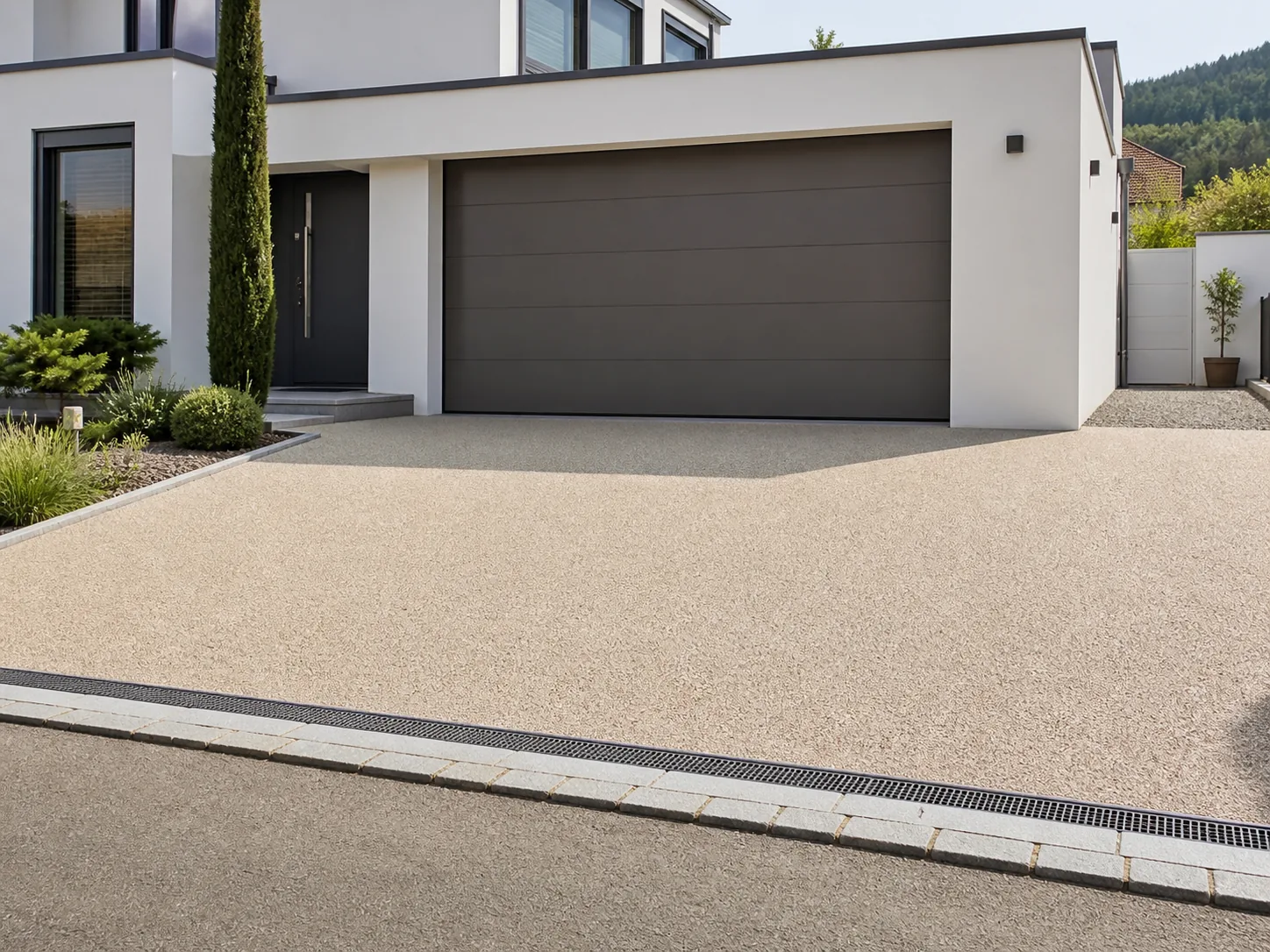 Garagenzufahrt mit befahrbarer mineralischer Oberfläche