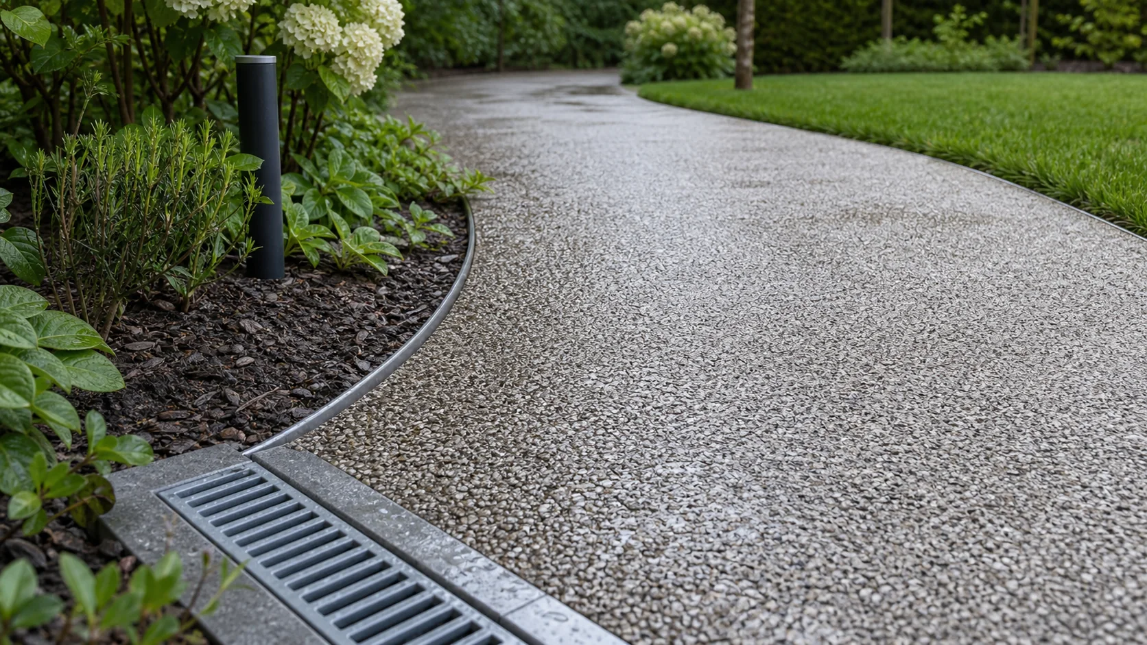 Gartenweg mit Entwässerung und sauberem Randabschluss